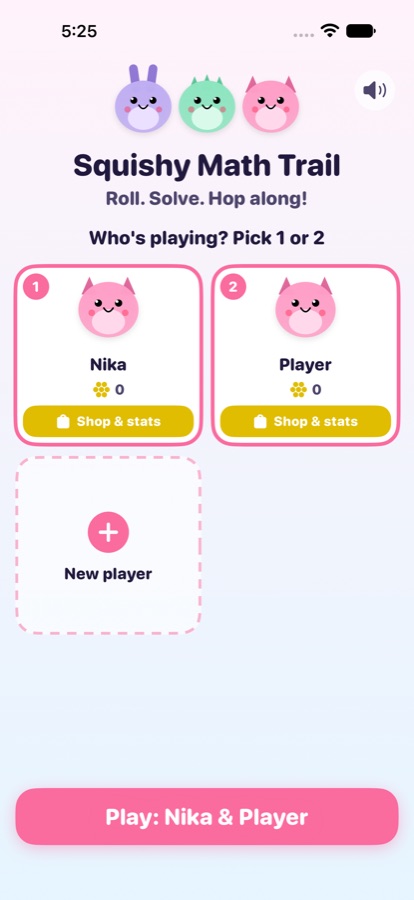 Player setup screen