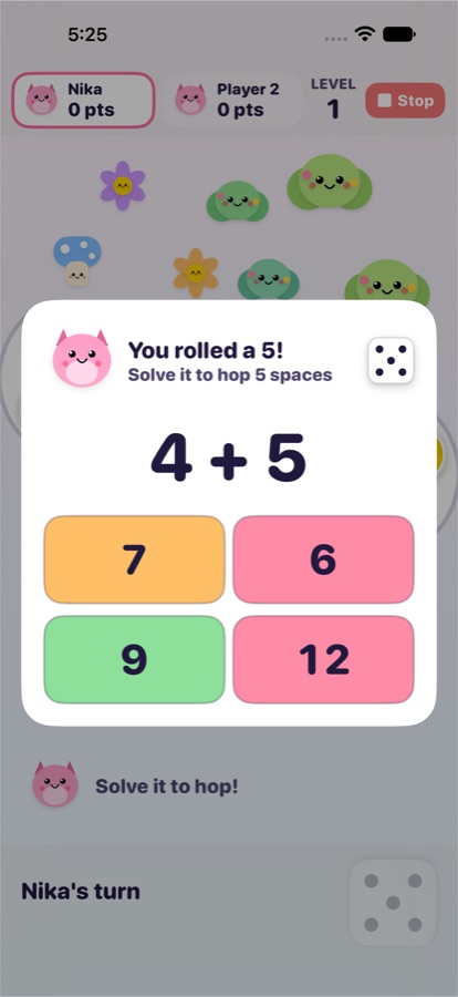 A math problem after rolling a 5