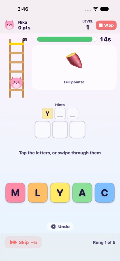 A word with an emoji clue and the ladder